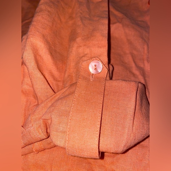 Liz Baker Linen Blend Roll Tab Sleeve Top Beach Vacay Women M Summer Travel‎ - Picture 4 of 8